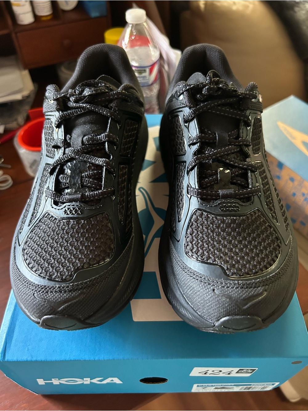 Hoka Black Athletic Running Sneakers, size 8 women, 7 men
